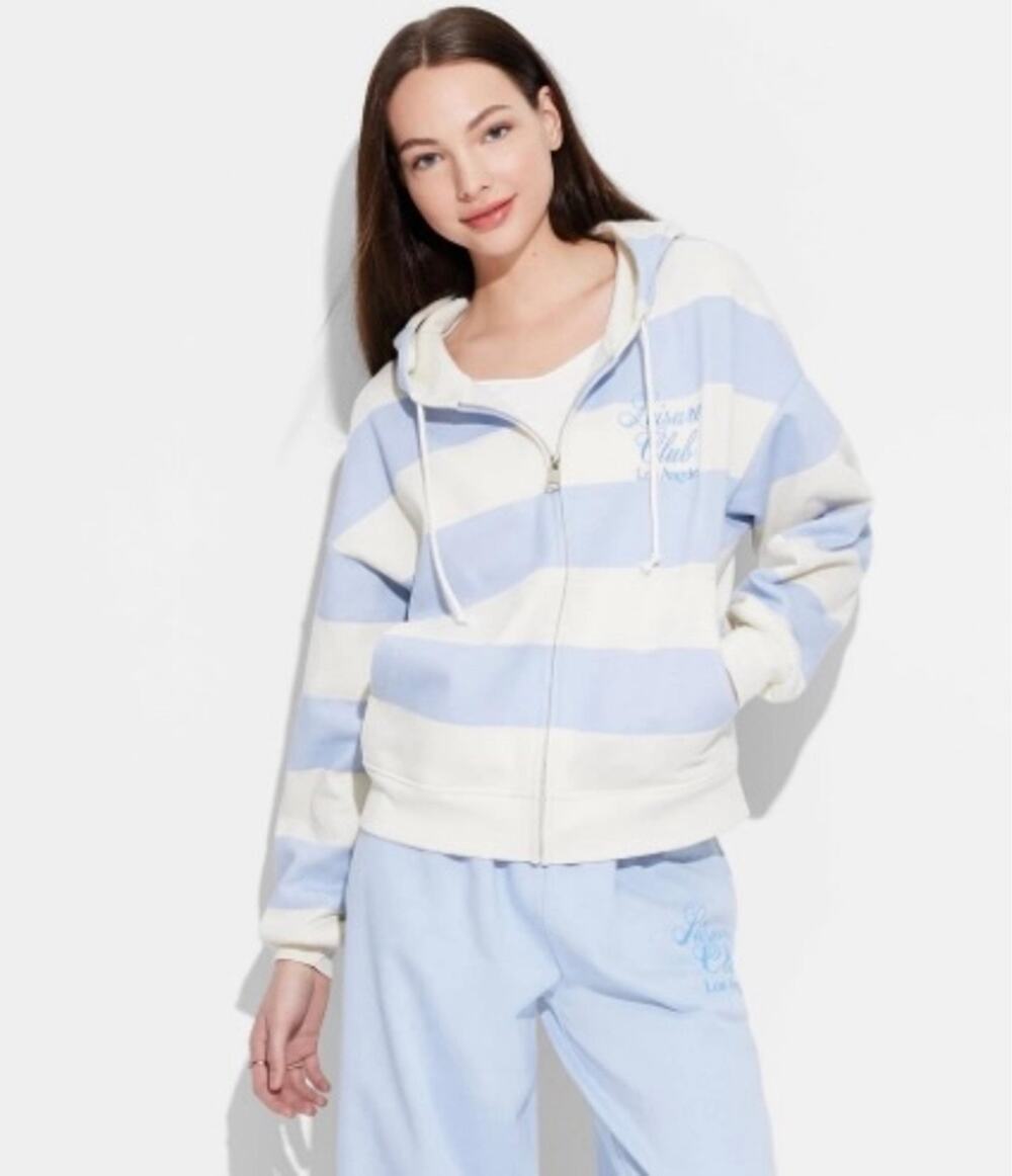 Mighty Fine Leisure Club LA Striped Zip-Up Hoodie Women's XXS